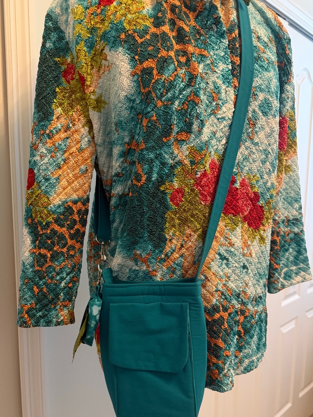 Teal Crossbody Pouch Pooch and Phone Bag for dog walking- Women